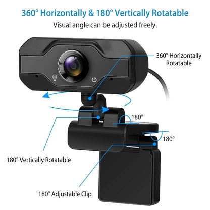 FHD 1080P USB Webcam with 360° Rotatable Clip DailySale