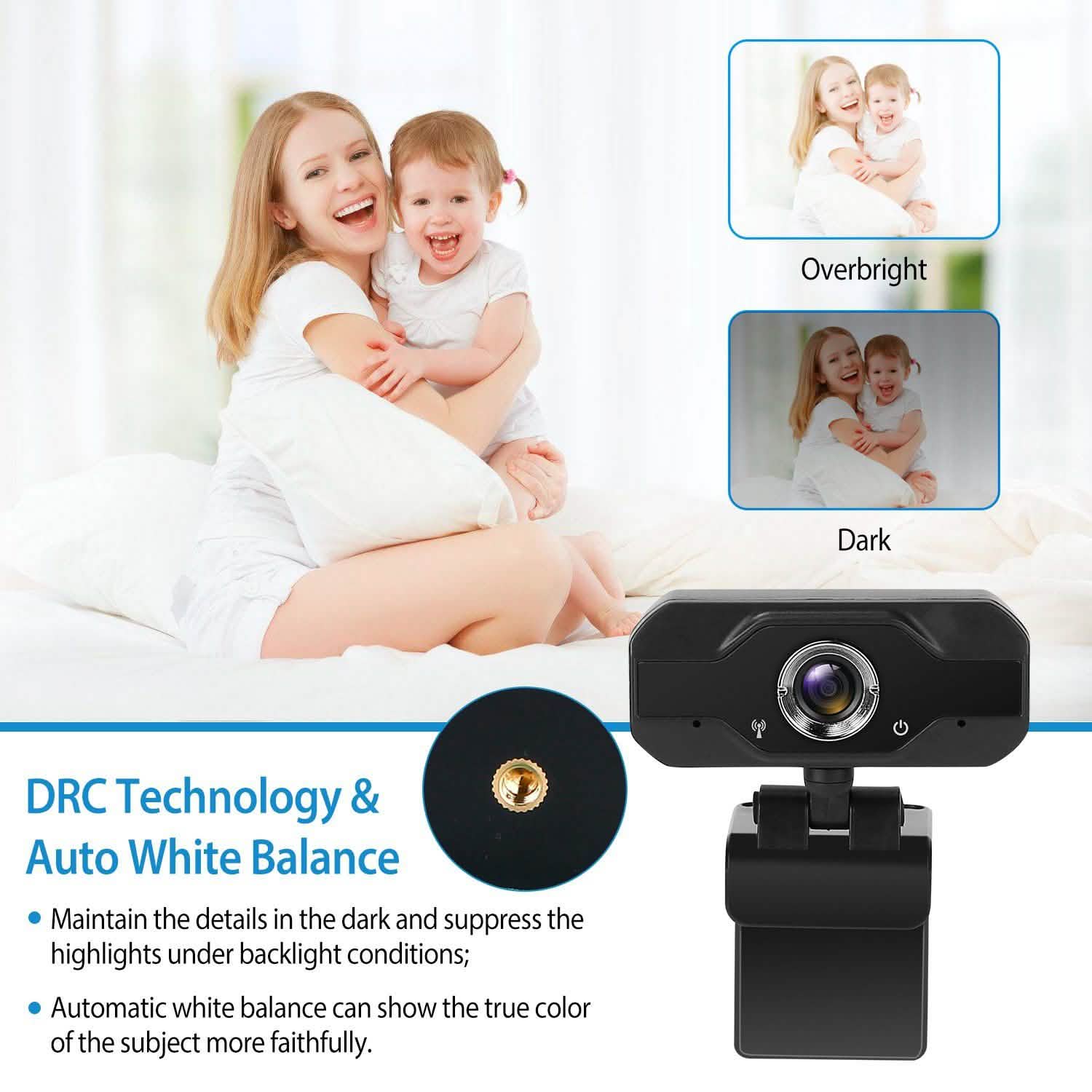 FHD 1080P USB Webcam with 360° Rotatable Clip DailySale