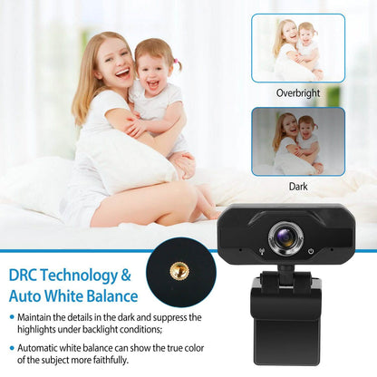 FHD 1080P USB Webcam with 360° Rotatable Clip DailySale