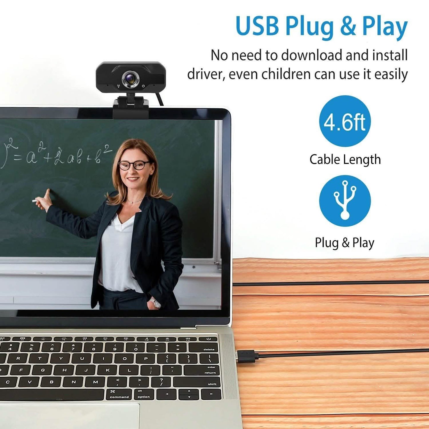 FHD 1080P USB Webcam with 360° Rotatable Clip DailySale