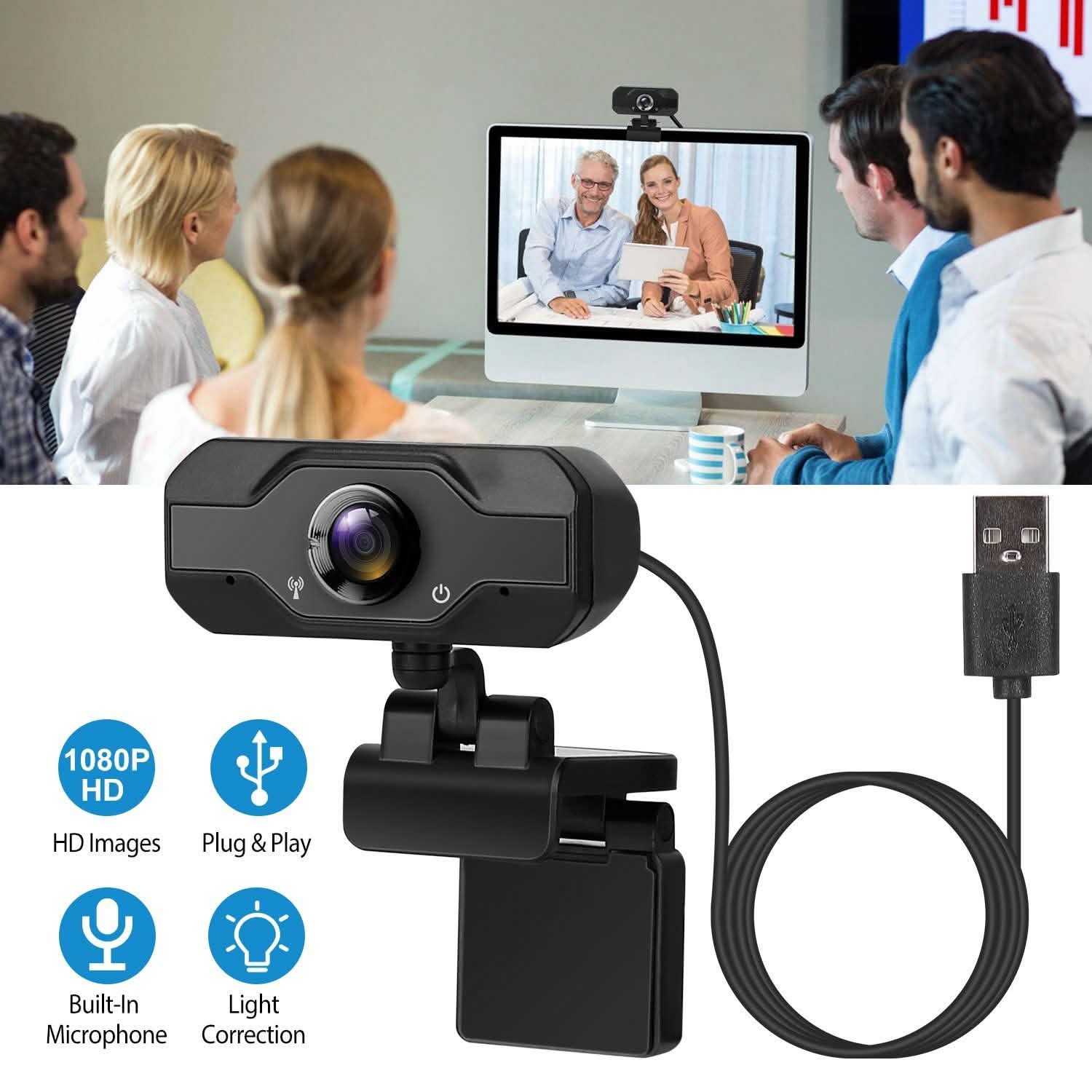 FHD 1080P USB Webcam with 360° Rotatable Clip DailySale