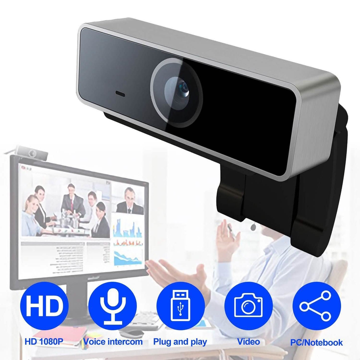 FHD 1080P Webcam USB Auto Focus with Microphone DailySale