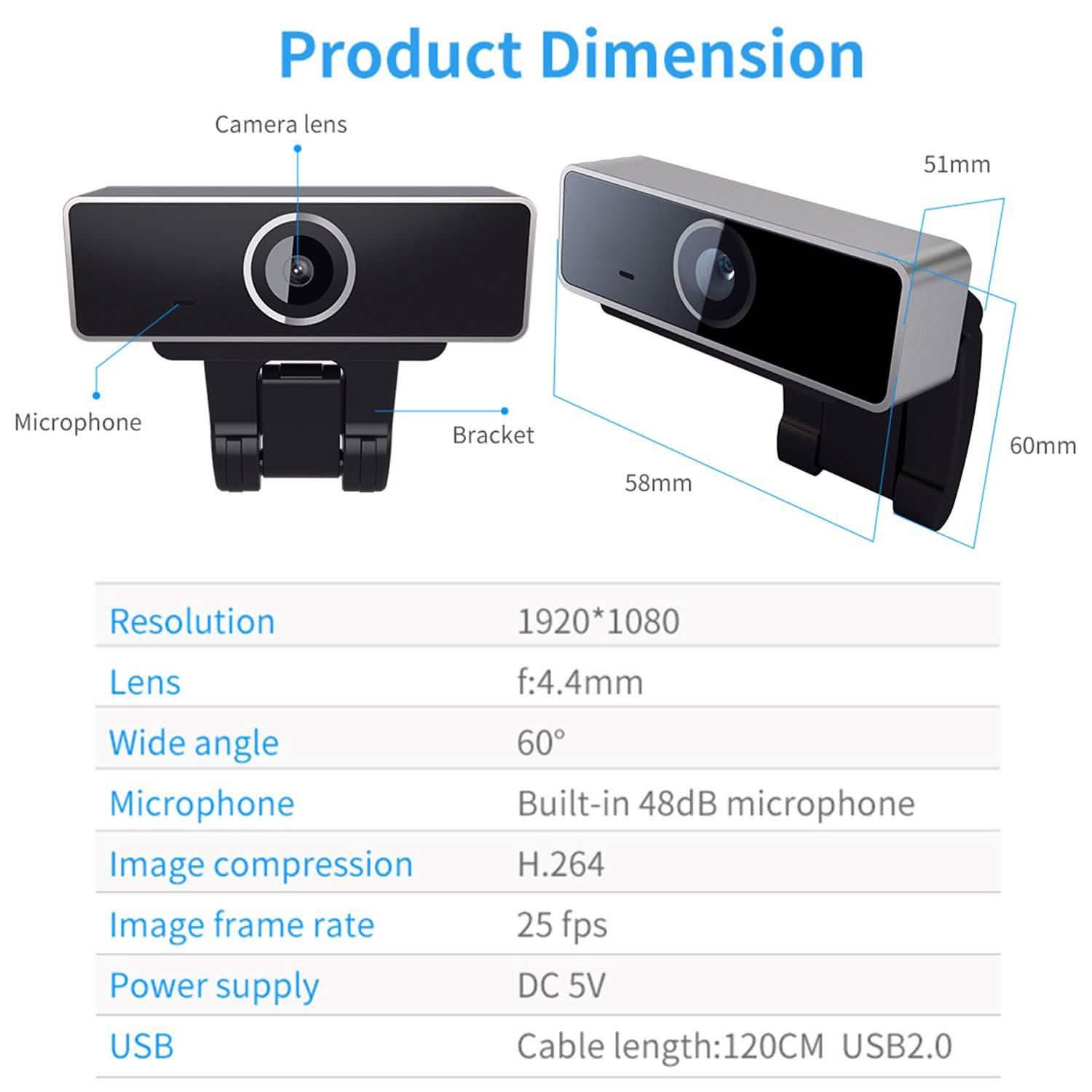 FHD 1080P Webcam USB Auto Focus with Microphone DailySale