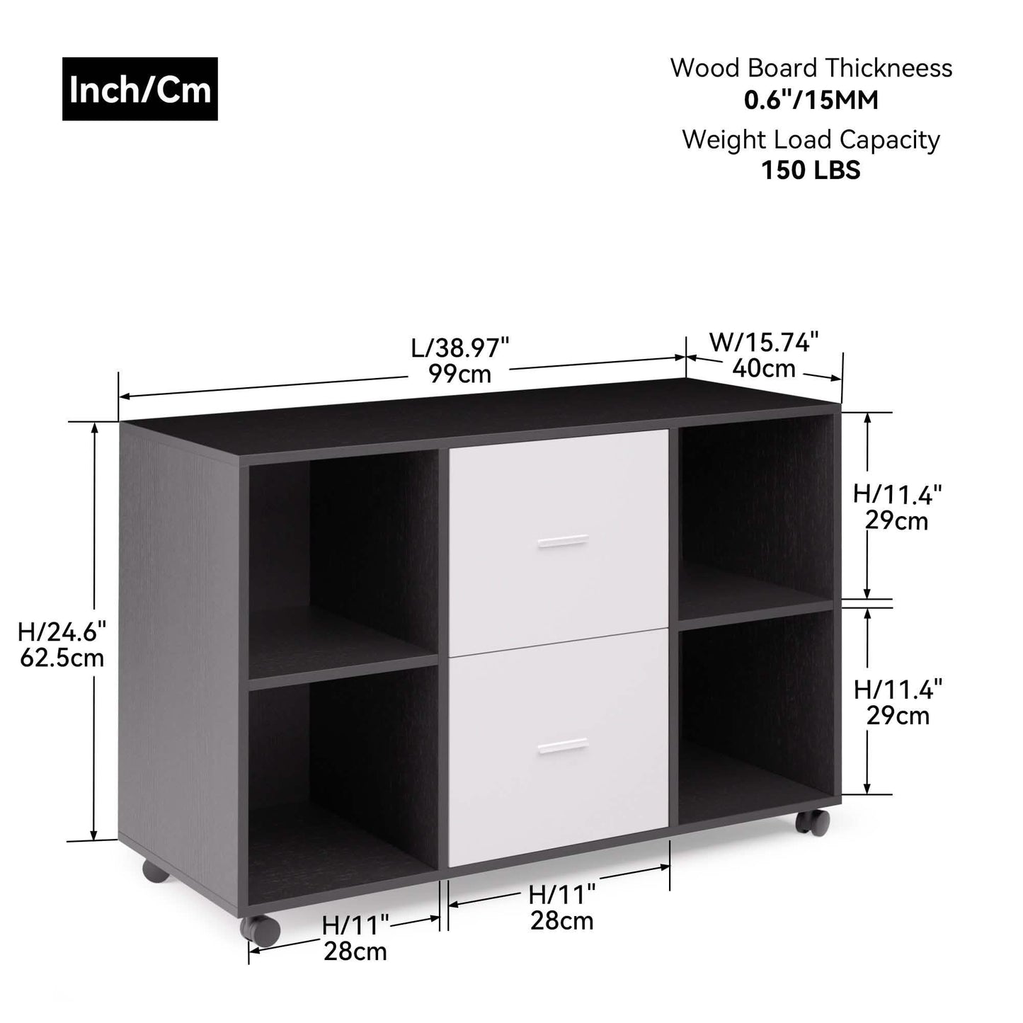 File Cabinet 2 Drawers Wooden Lateral Filling Cabinet DailySale