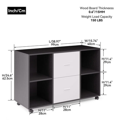 File Cabinet 2 Drawers Wooden Lateral Filling Cabinet DailySale