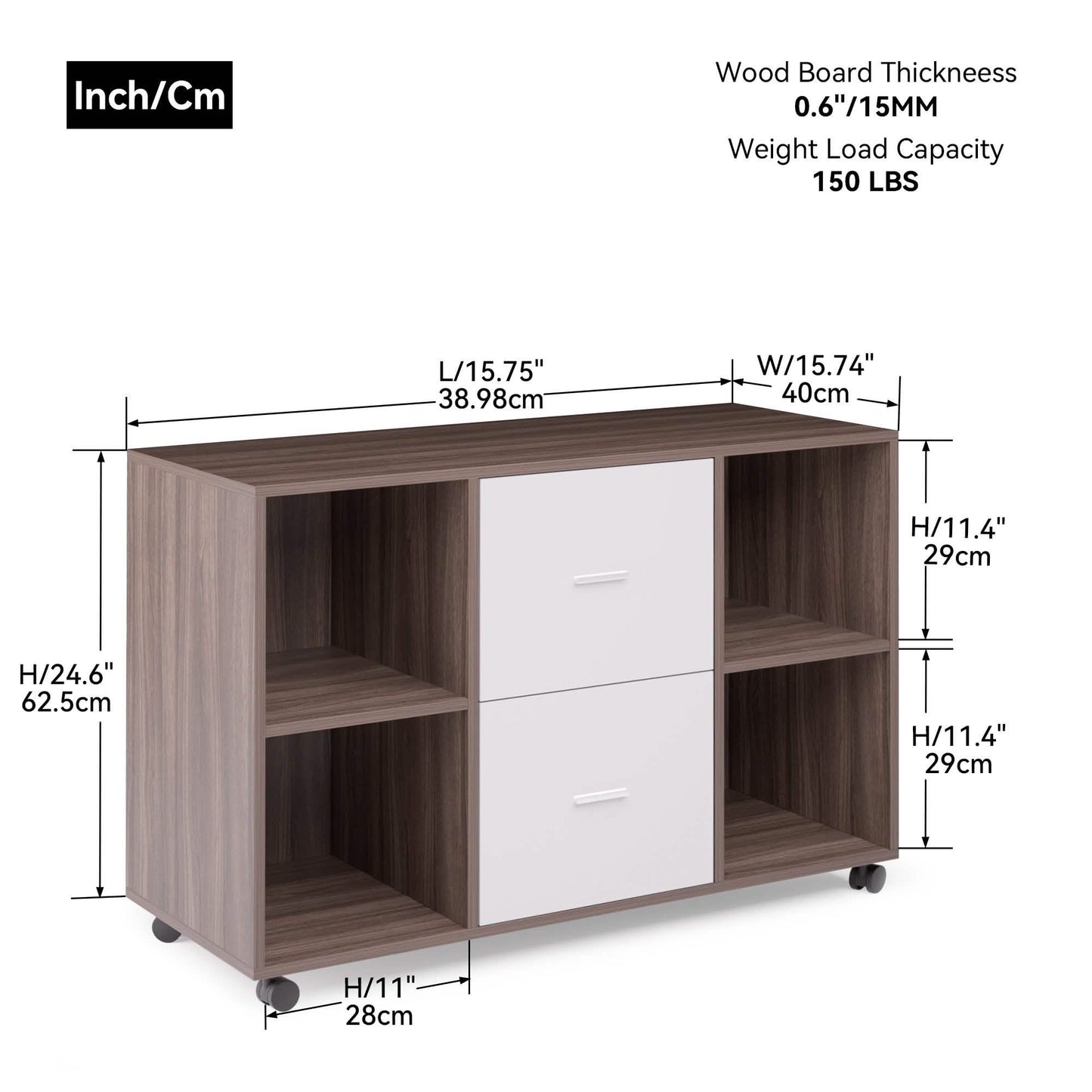 File Cabinet 2 Drawers Wooden Lateral Filling Cabinet DailySale