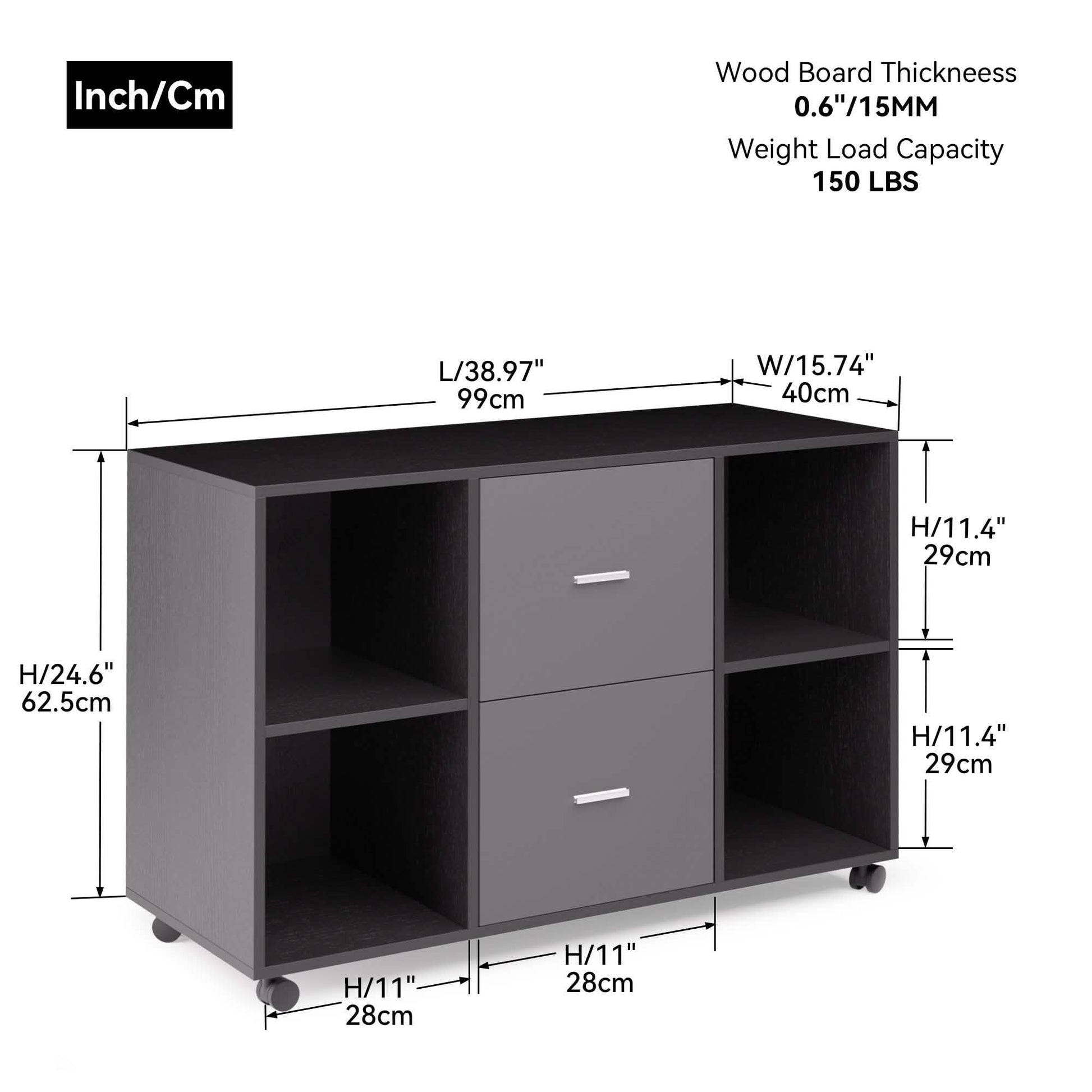 File Cabinet 2 Drawers Wooden Lateral Filling Cabinet DailySale