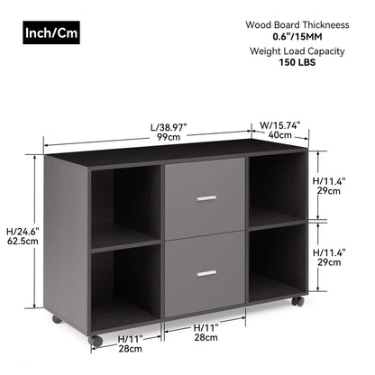 File Cabinet 2 Drawers Wooden Lateral Filling Cabinet DailySale