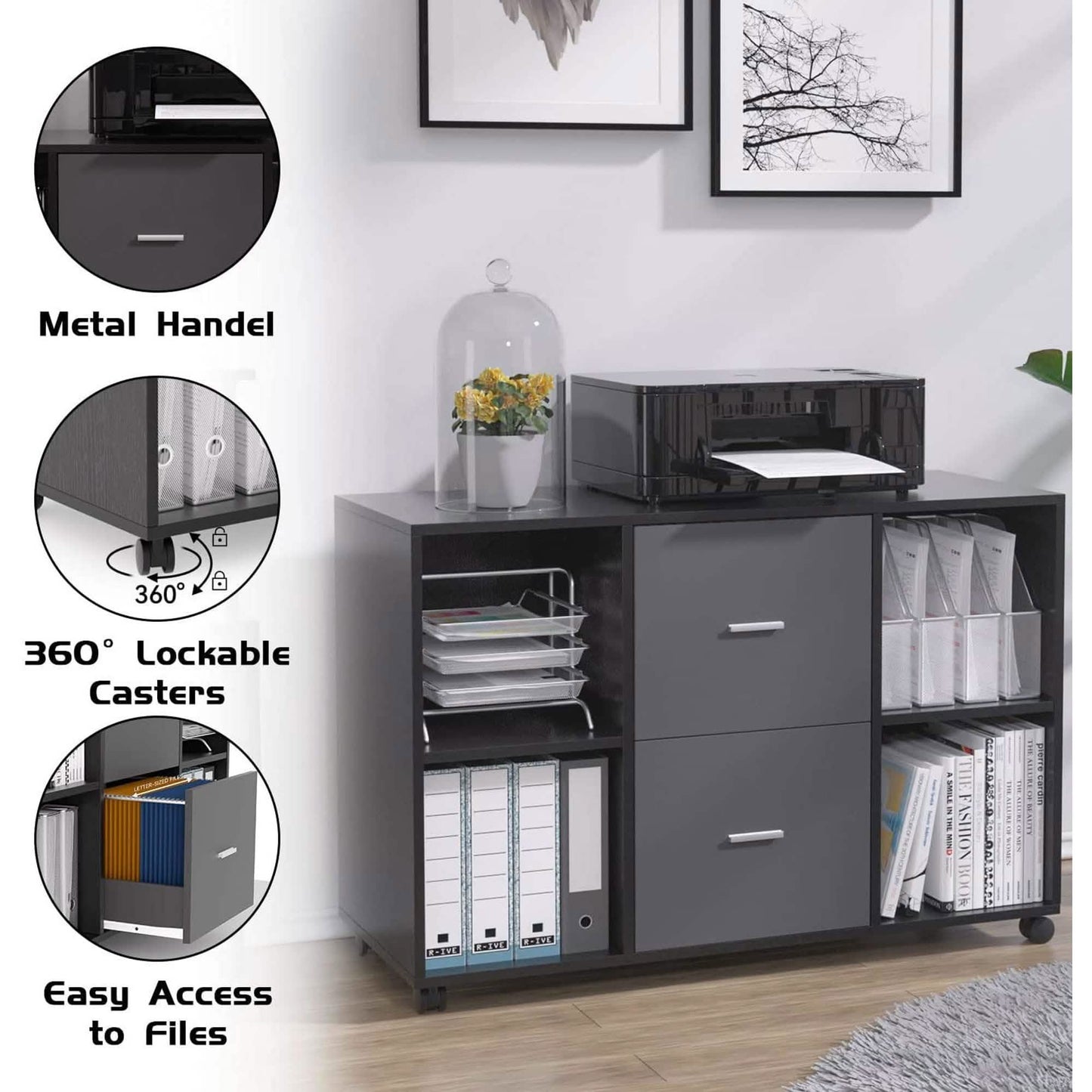 File Cabinet 2 Drawers Wooden Lateral Filling Cabinet DailySale