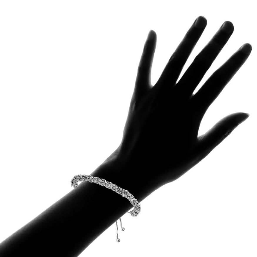 Fine Silver Plated Classic Byzantine Adjustable Bracelet By Paolo Fortelini DailySale