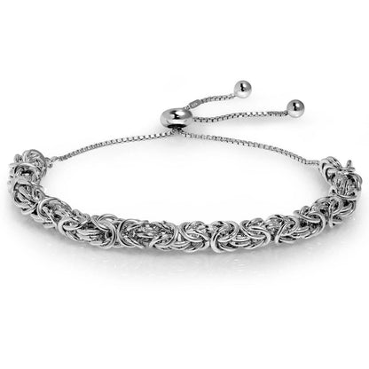 Fine Silver Plated Classic Byzantine Adjustable Bracelet By Paolo Fortelini DailySale