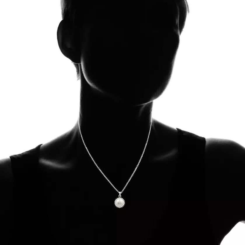 Fine Silver Plated Fancy Pearl Halo Necklace DailySale