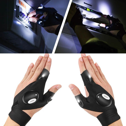 Fingerless LED Flashlight Gloves Auto Repair Fishing Hiking DailySale