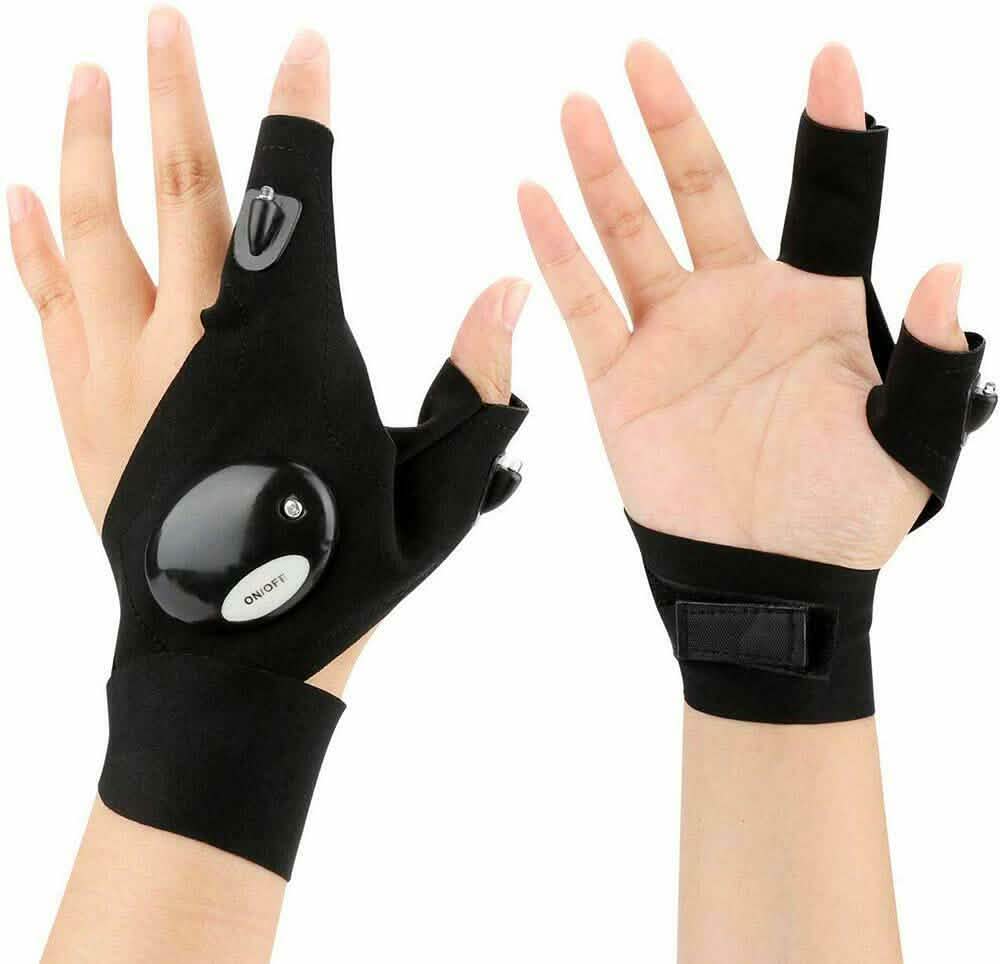 Fingerless LED Flashlight Gloves Auto Repair Fishing Hiking DailySale