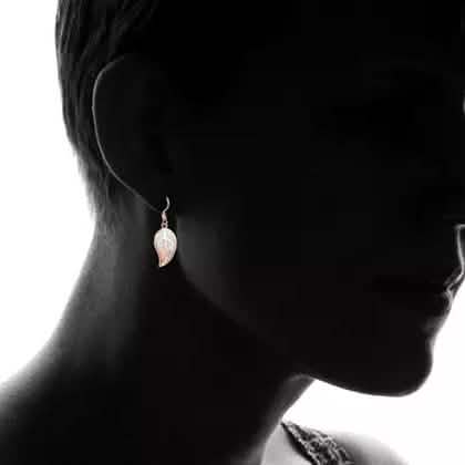 Fire Opal Leaf Earrings in 18K Rose Gold Plating by Peermont DailySale