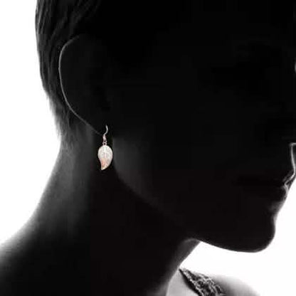 Fire Opal Leaf Earrings in 18K Rose Gold Plating by Peermont DailySale