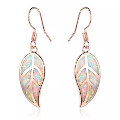 Fire Opal Leaf Earrings in 18K Rose Gold Plating by Peermont DailySale