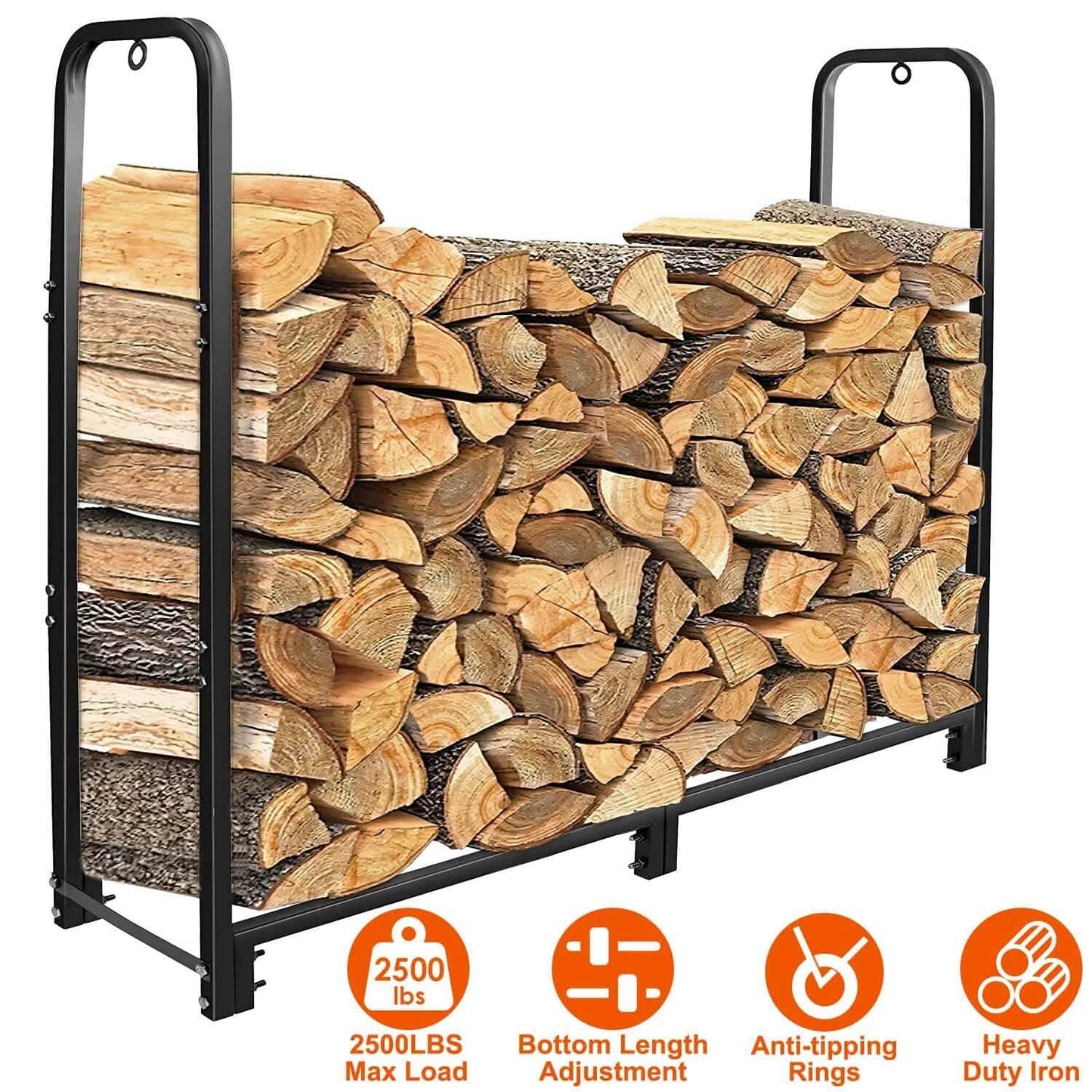 Firewood Log Rack 2500lbs Iron Storage Stacking Rack DailySale