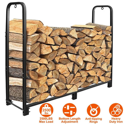 Firewood Log Rack 2500lbs Iron Storage Stacking Rack DailySale