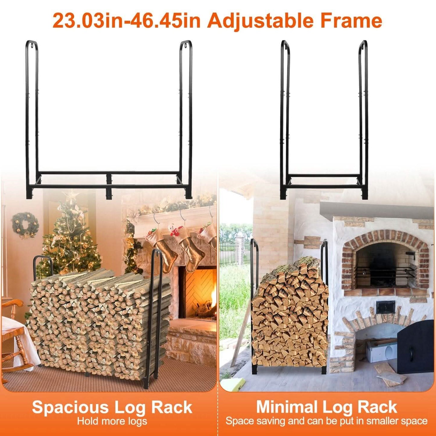 Firewood Log Rack 2500lbs Iron Storage Stacking Rack DailySale