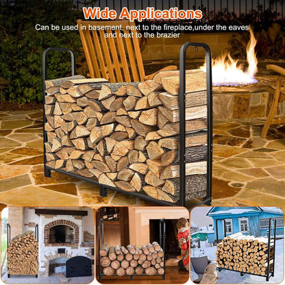 Firewood Log Rack 2500lbs Iron Storage Stacking Rack DailySale