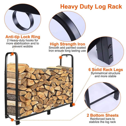 Firewood Log Rack 2500lbs Iron Storage Stacking Rack DailySale