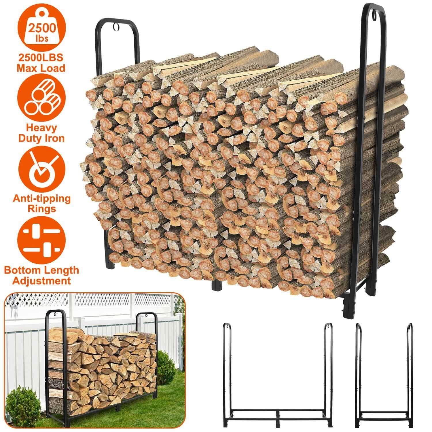 Firewood Log Rack 2500lbs Iron Storage Stacking Rack DailySale