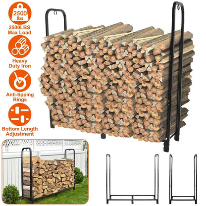 Firewood Log Rack 2500lbs Iron Storage Stacking Rack DailySale