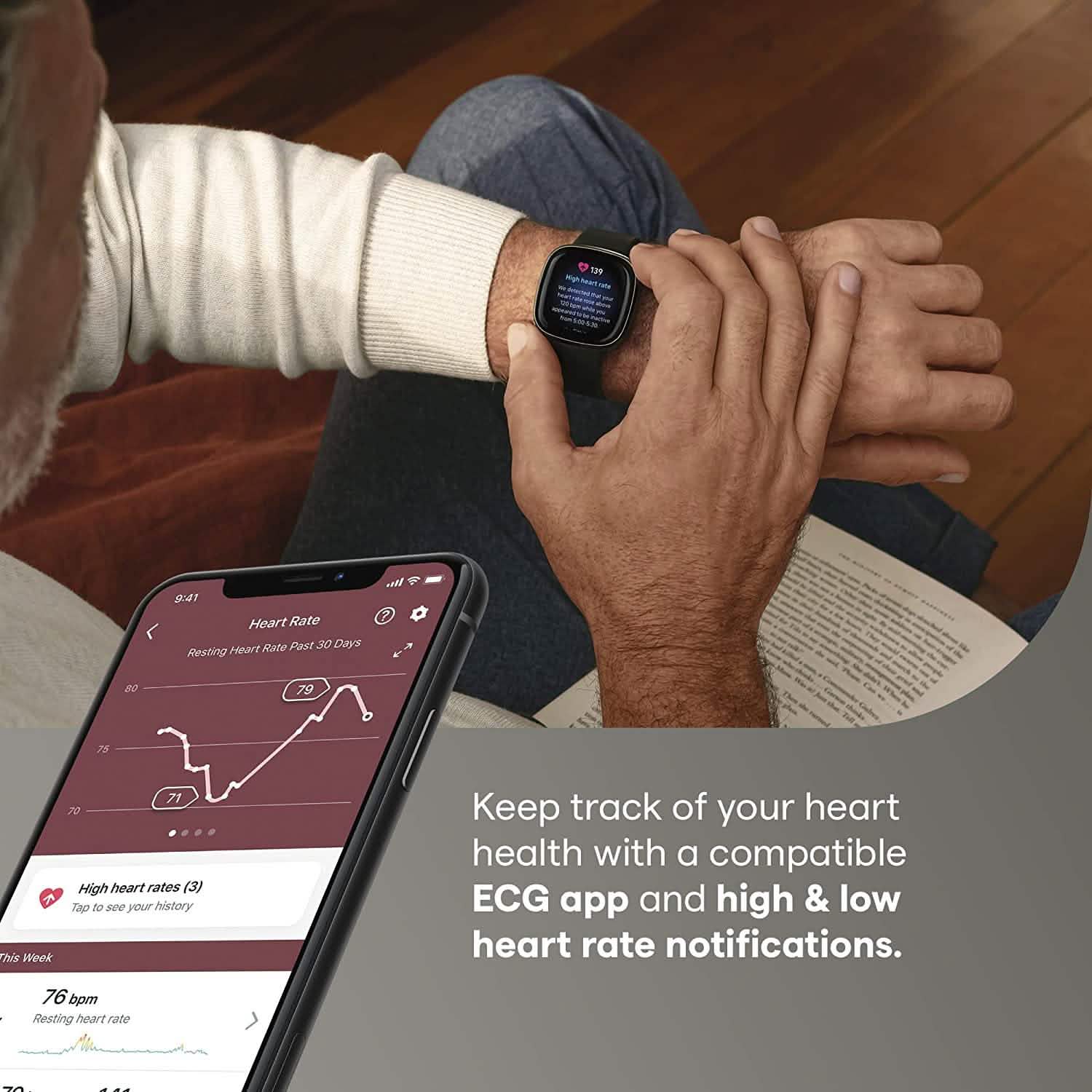 Fitbit Sense Advanced Smartwatch with Tools for Heart Health DailySale