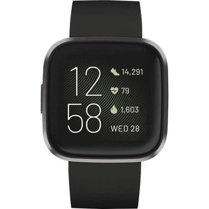 Fitbit - Versa 2 Smartwatch 40mm Aluminum - Black/Carbon with Silicone Band DailySale
