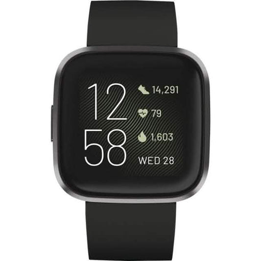 Fitbit - Versa 2 Smartwatch 40mm Aluminum - Black/Carbon with Silicone Band DailySale