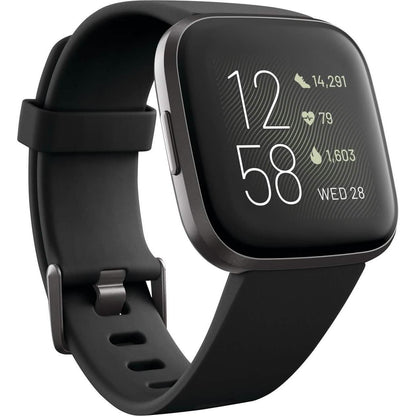 Fitbit - Versa 2 Smartwatch 40mm Aluminum - Black/Carbon with Silicone Band DailySale