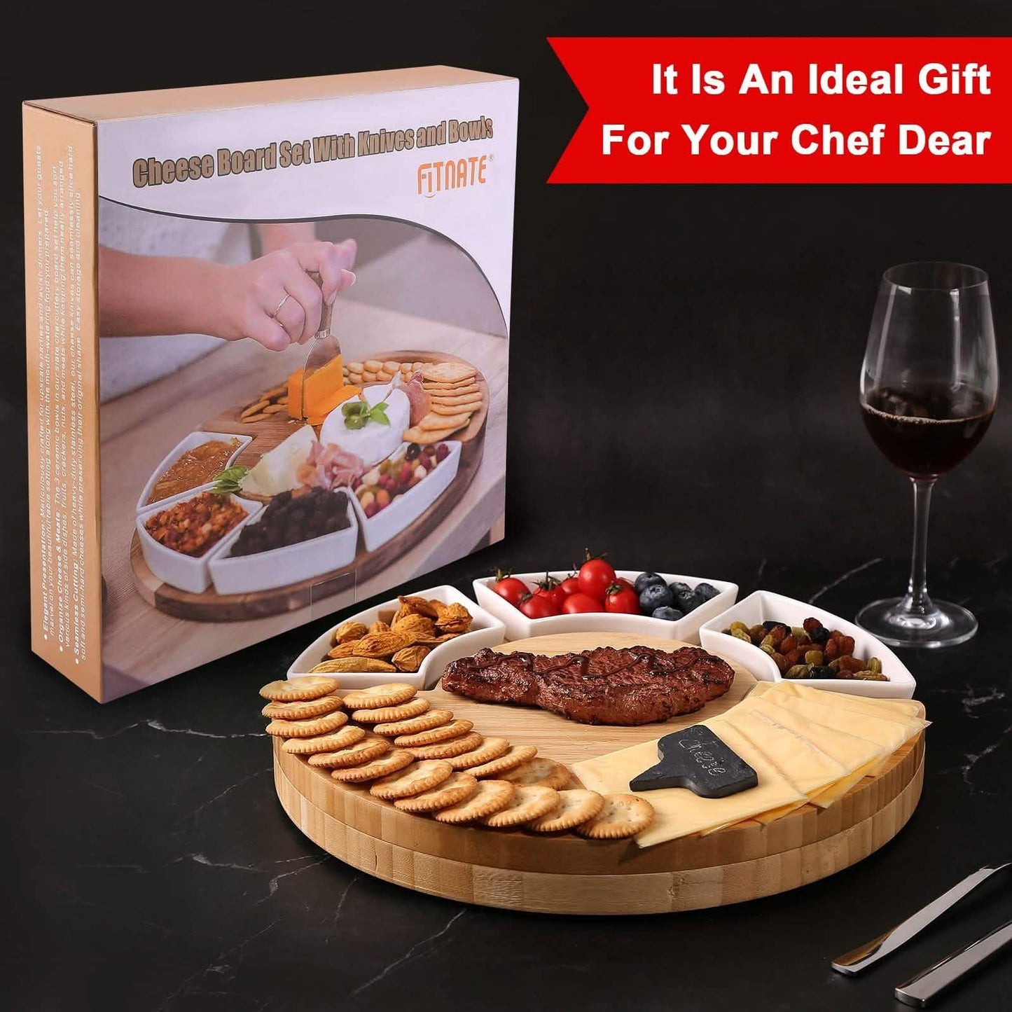 Fitnate Rotatable Round Cheese Cutting Board DailySale