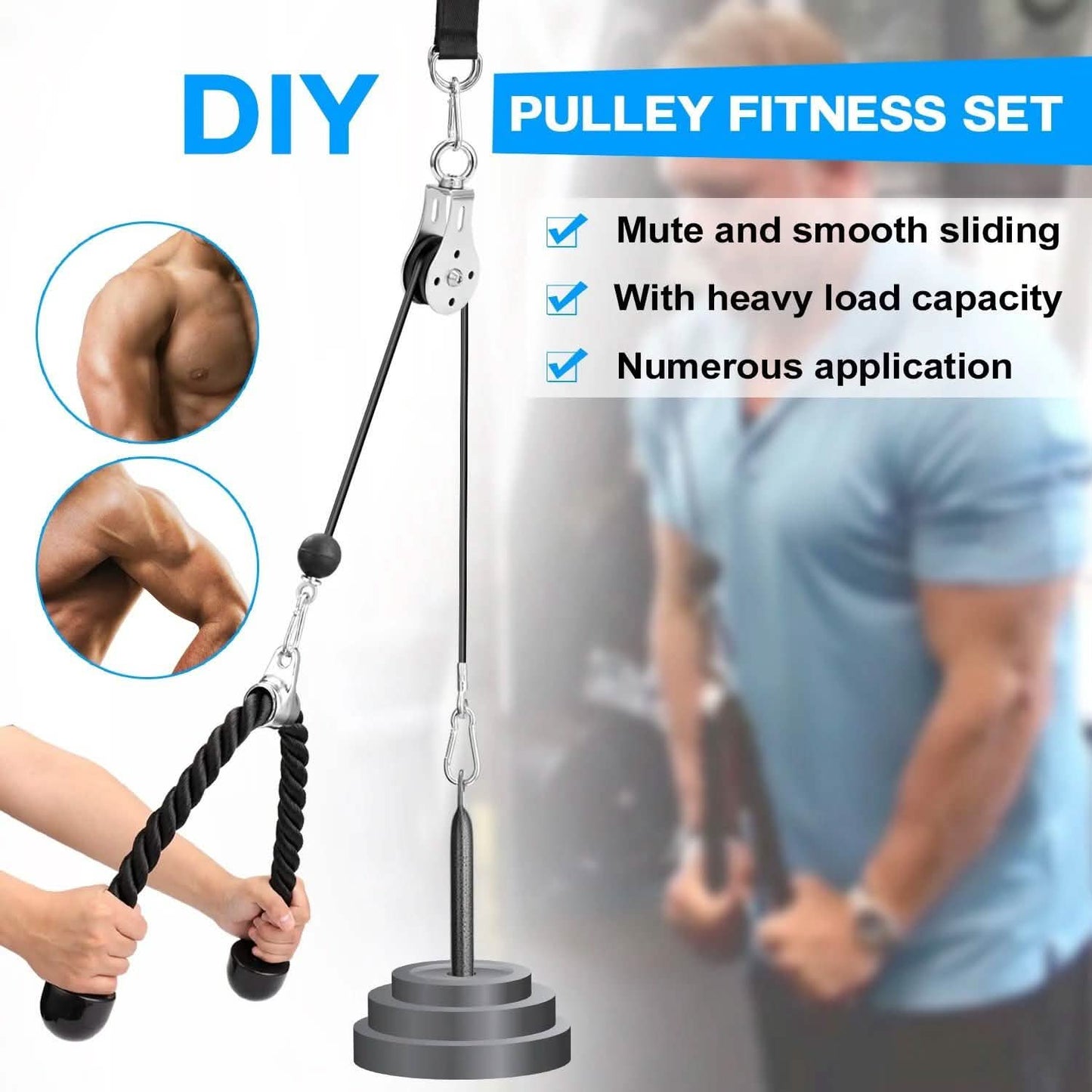 Fitness DIY Pulley Cable Machine Attachment System Training Equipment DailySale