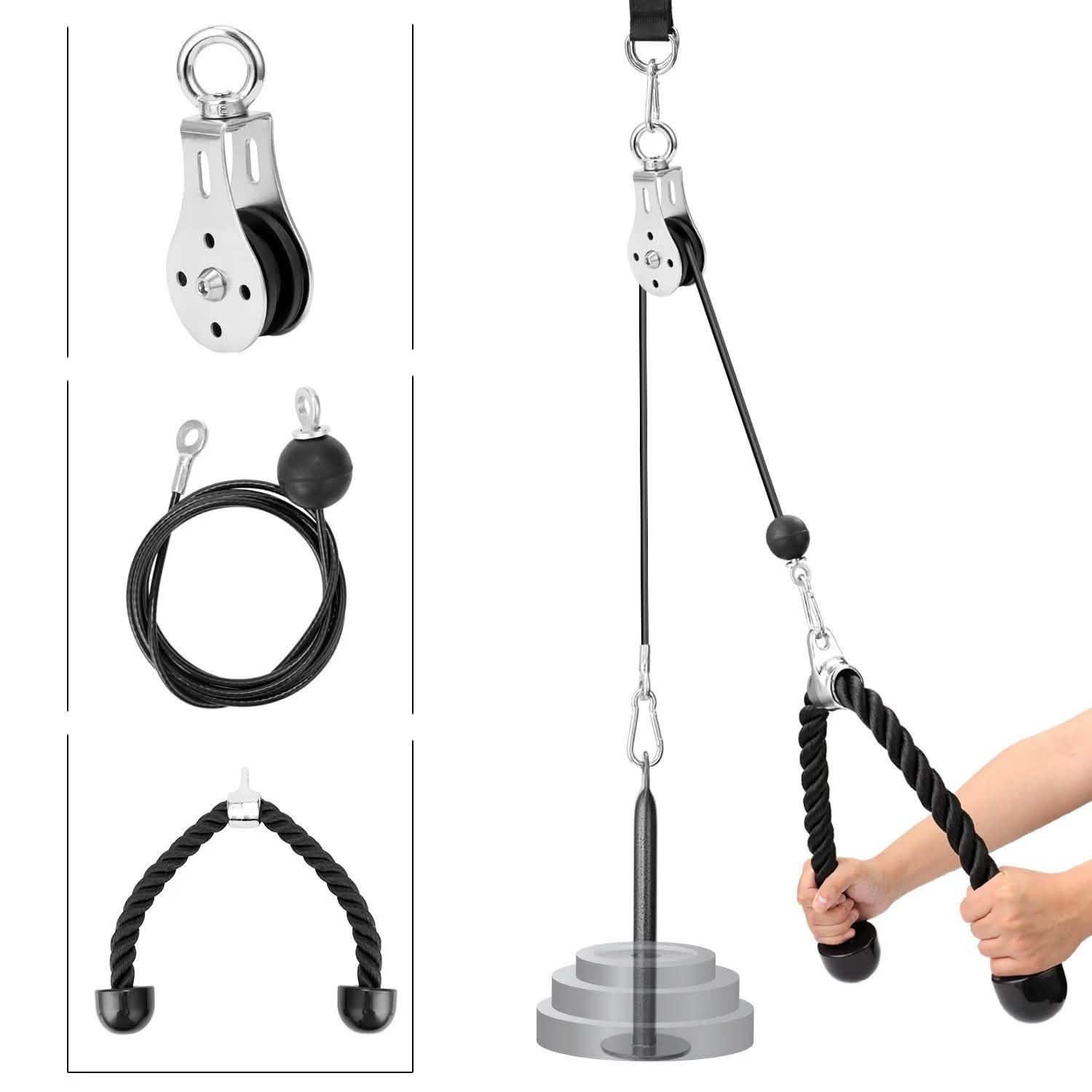 Fitness DIY Pulley Cable Machine Attachment System Training Equipment DailySale