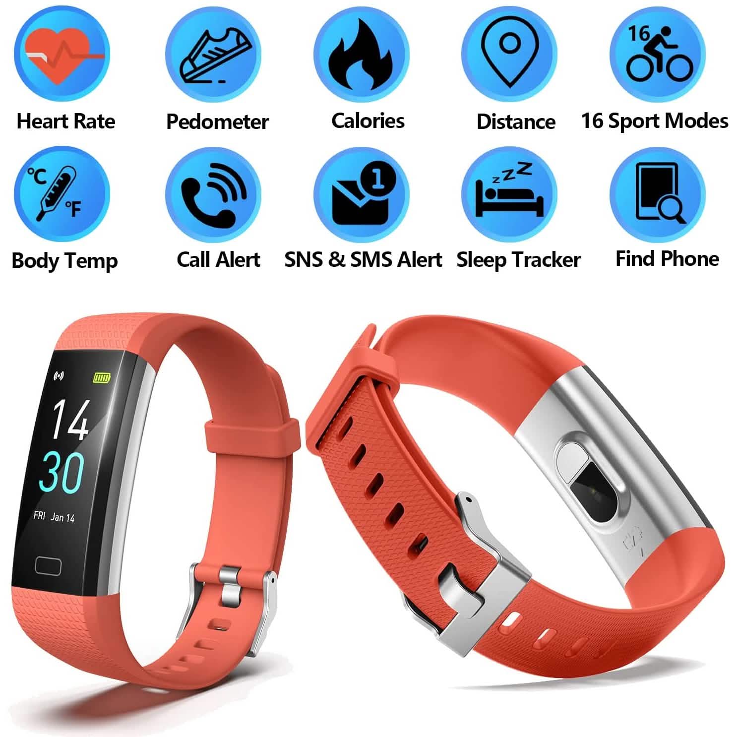 Fitness Tracker with Step Counter Calories Stopwatch DailySale