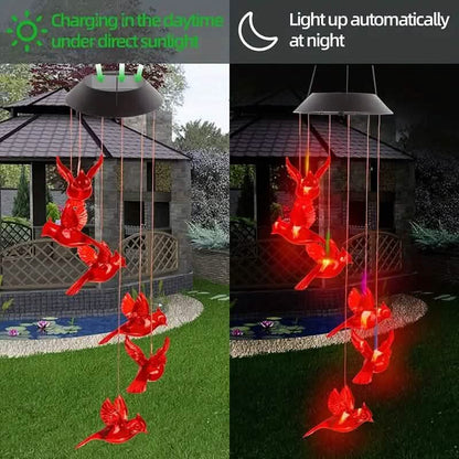 Flaming Bird Wind Chime Solar Lights DailySale
