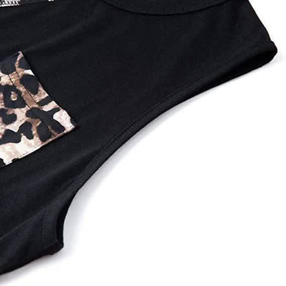 Women's Summer Tank Tops Leopard Pocket Sleeveless Blouse DailySale