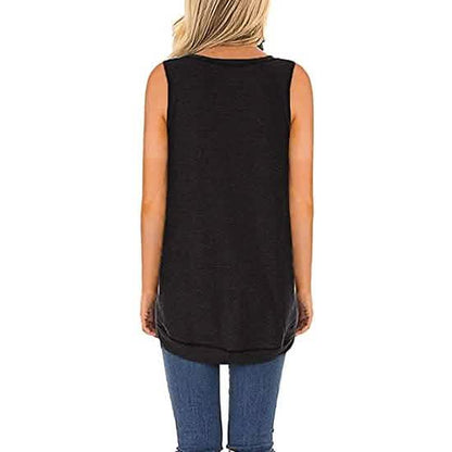 Women's Summer Tank Tops Leopard Pocket Sleeveless Blouse DailySale
