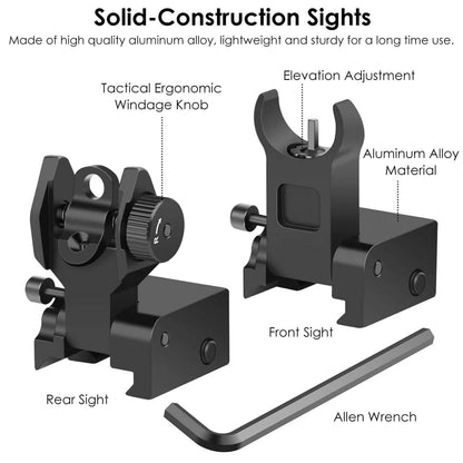 Flip Up Rear Front Aluminum Alloy Tactical Sight Set DailySale
