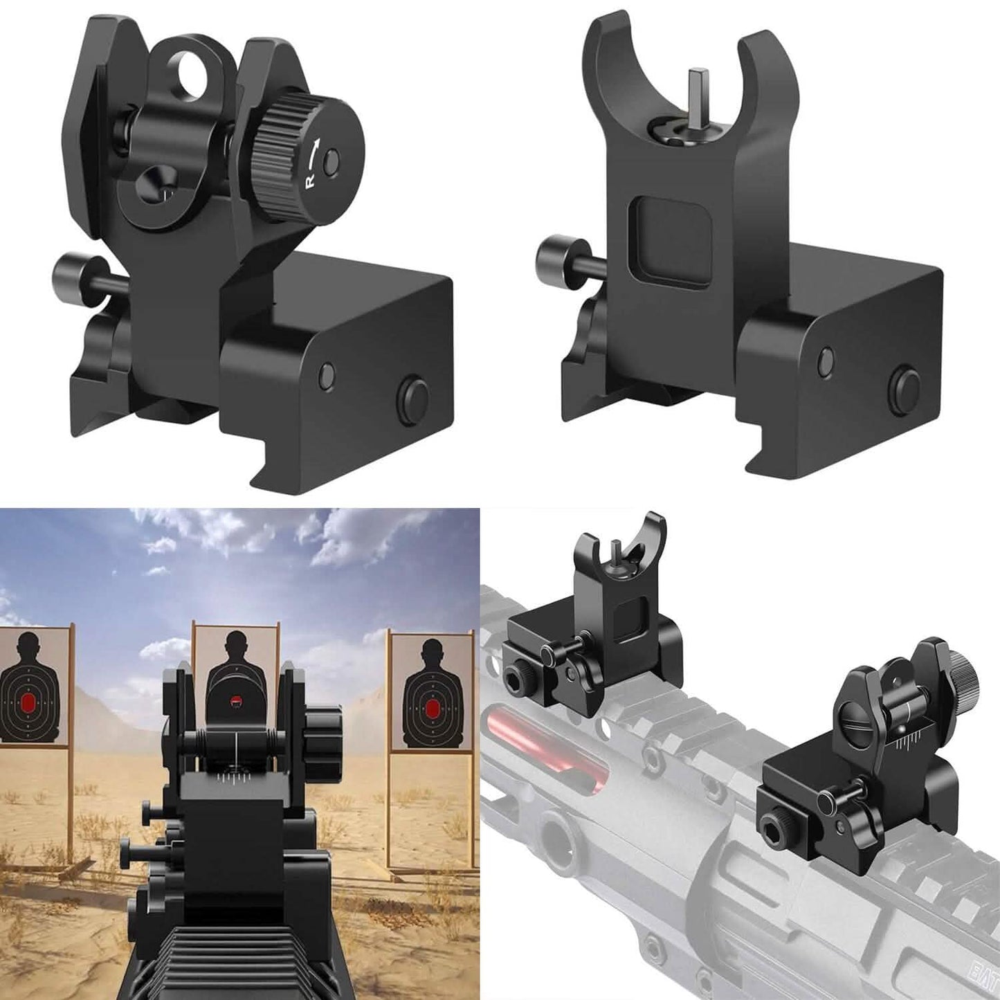 Flip Up Rear Front Aluminum Alloy Tactical Sight Set DailySale
