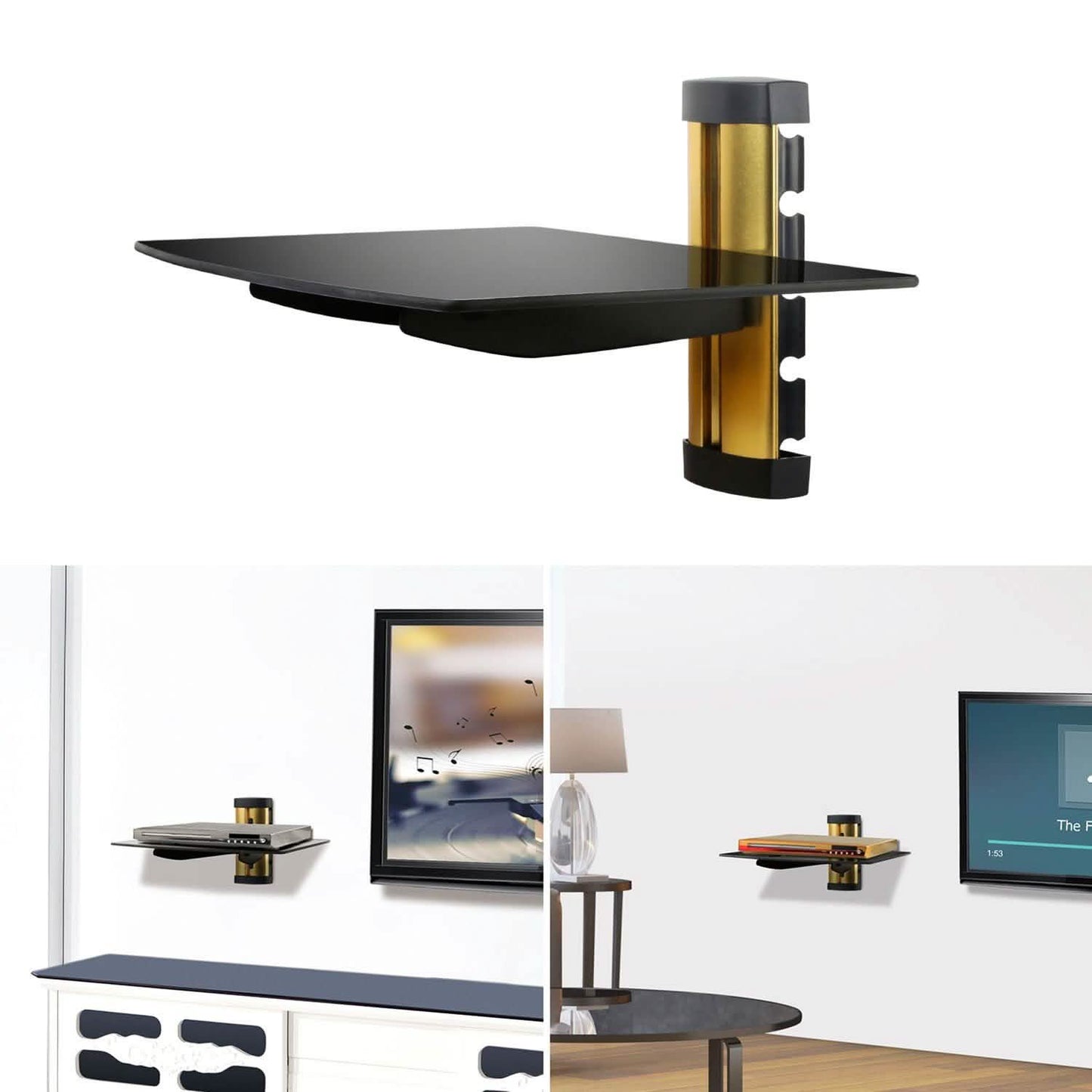 Floating Wall Mounted Strengthened Tempered Glass Shelf DailySale