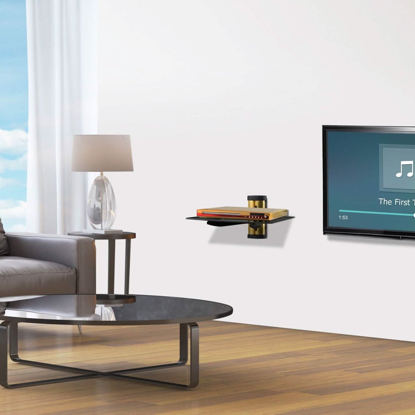Floating Wall Mounted Strengthened Tempered Glass Shelf DailySale