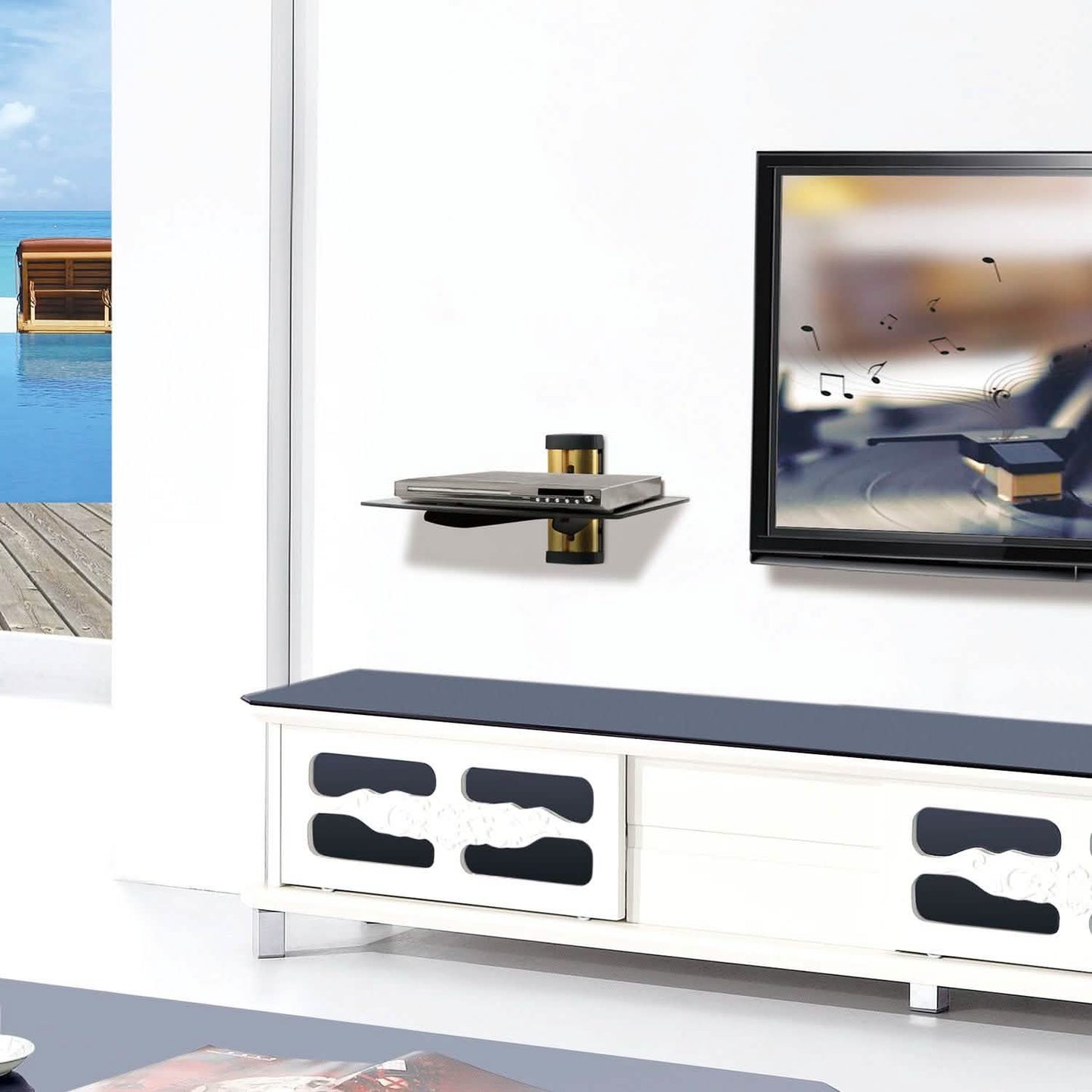 Floating Wall Mounted Strengthened Tempered Glass Shelf DailySale