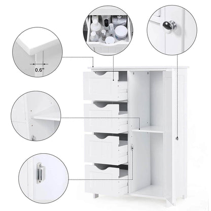 Floor Cabinet Bathroom Organizer with 4 Drawers and Adjustable Shelf DailySale