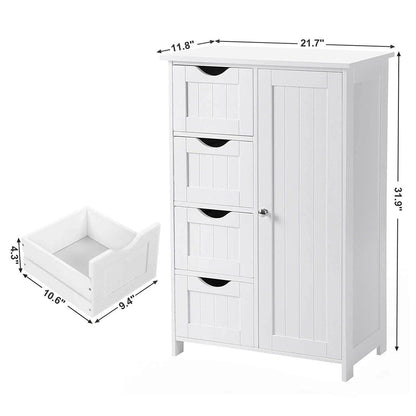 Floor Cabinet Bathroom Organizer with 4 Drawers and Adjustable Shelf DailySale