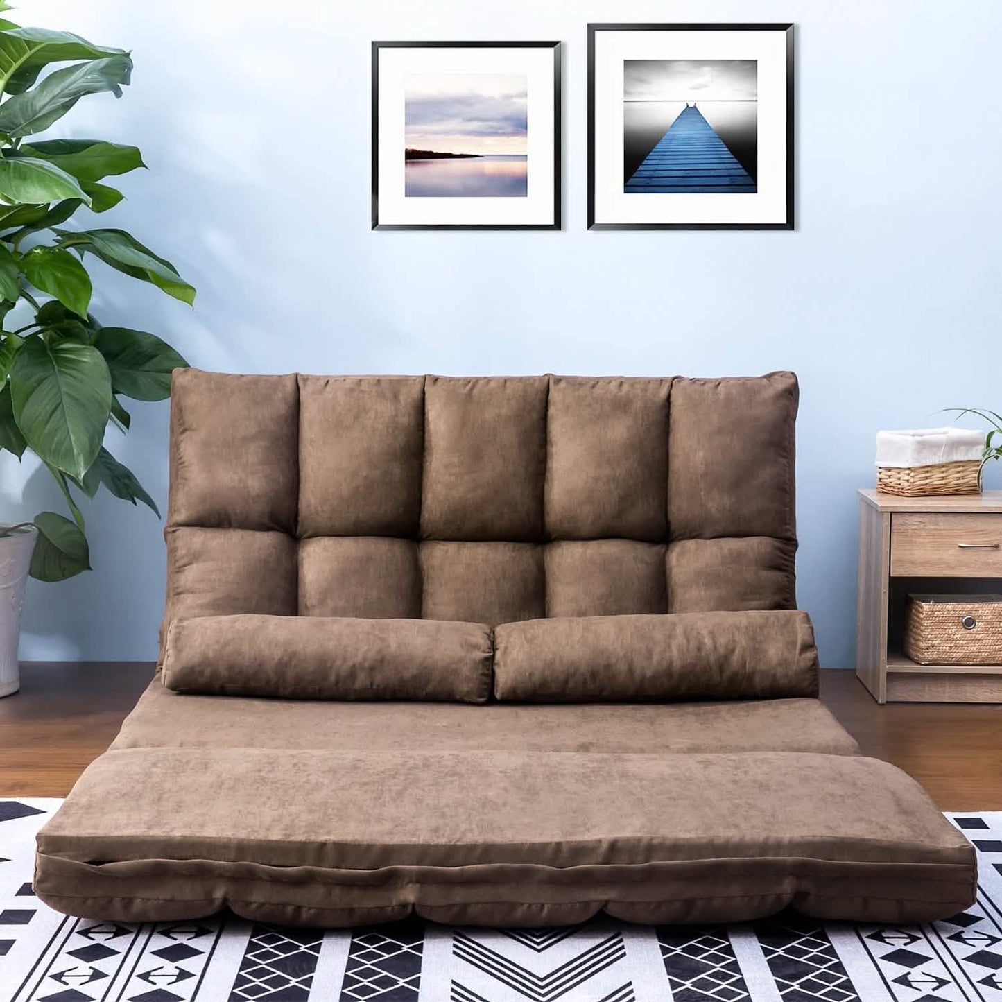 Floor Sofa Bed, Foldable Double Chaise Lounge Sofa Chair DailySale