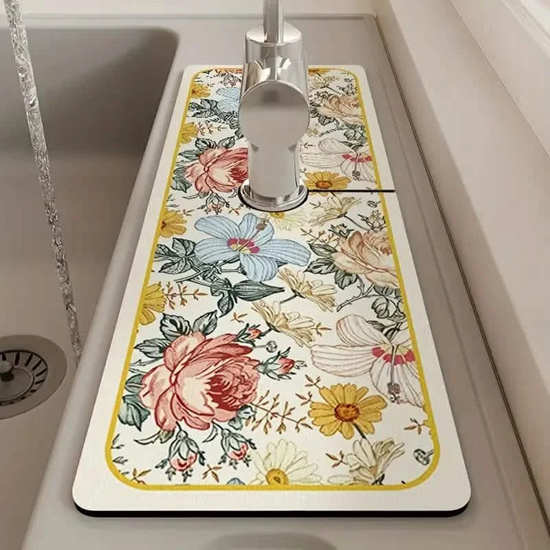 Floral Sink Faucet Absorbent Mat DailySale