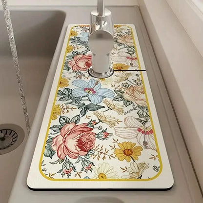 Floral Sink Faucet Absorbent Mat DailySale