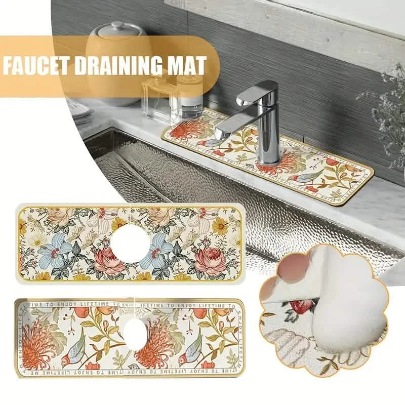 Floral Sink Faucet Absorbent Mat DailySale